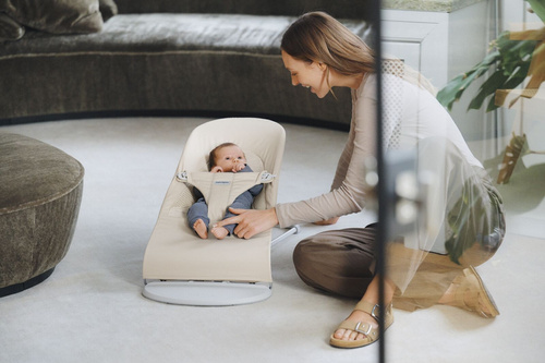 BABYBJORN - leżaczek BLISS WOVEN/JERSEY Tri Fabric, Jasny Beż