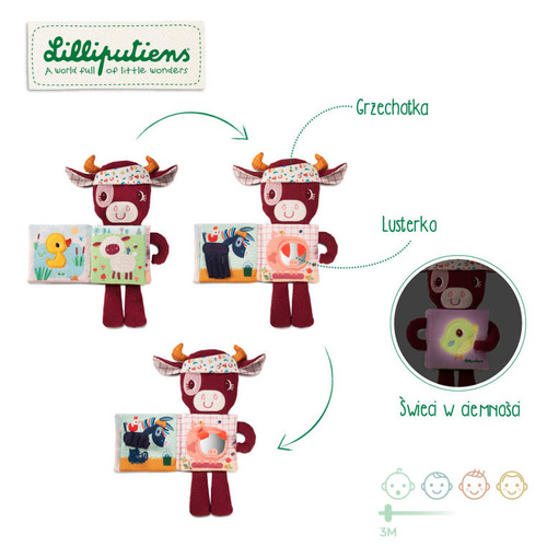 LILLIPUTIENS - Przytulanka z książeczką Krówka Rosalie 3 m+
