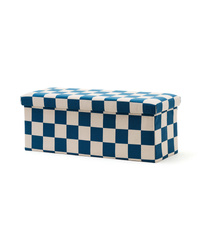 Kid's Concept - Pufa ze schowkiem w szachownicę - 80 cm, check teal