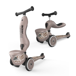 SCOOTANDRIDE -  Highwaykick 1 Lifestyle 2w1 Jeździk i hulajnoga z zamykanym schowkiem 1-5 lat Brown Lines