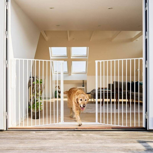 DogSpace - Rocky L – bardzo wysoka, przykręcana bramka dla psa, biała (90-221cm)