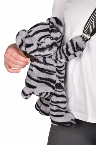 DOUDOU ET COMPAGNIE - pluszowa torba na ramię miś w zebrę, czarno-biały zebra