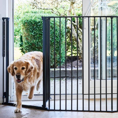 DogSpace - Rocky L – bardzo wysoka, przykręcana bramka dla psa, czarna (90-221cm)