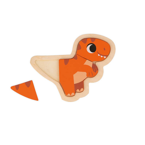 Puzzle progresywne drewniane Dinozaury 4 układanki – 2, 3, 4 i 5 elementów 18 m+, Janod