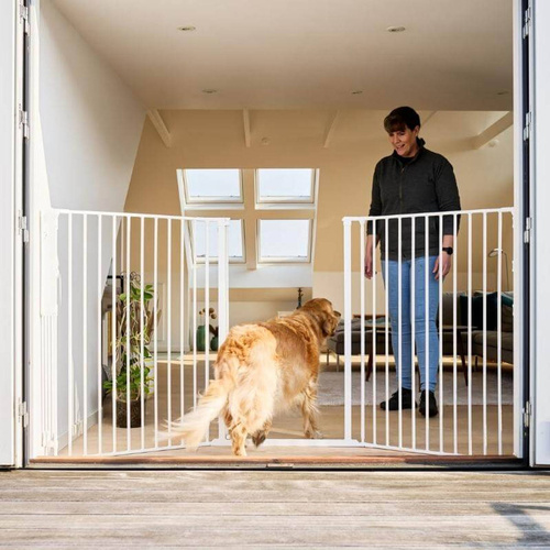 DogSpace - Rocky L – bardzo wysoka, przykręcana bramka dla psa, biała (90-221cm)