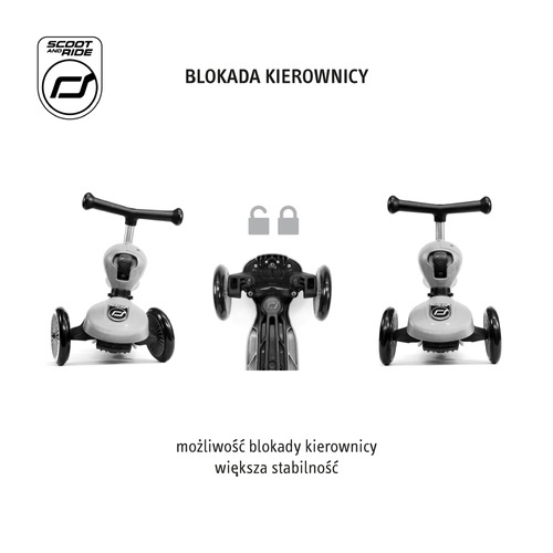SCOOTANDRIDE - Highwaykick 1 Push and Go 2w1 Jeździk i hulajnoga z rączką do prowadzenia 1-5 lat Mocha