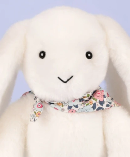 DOUDOU ET COMPAGNIE - pluszowy królik Lapin Fleurette, 25 cm, biały