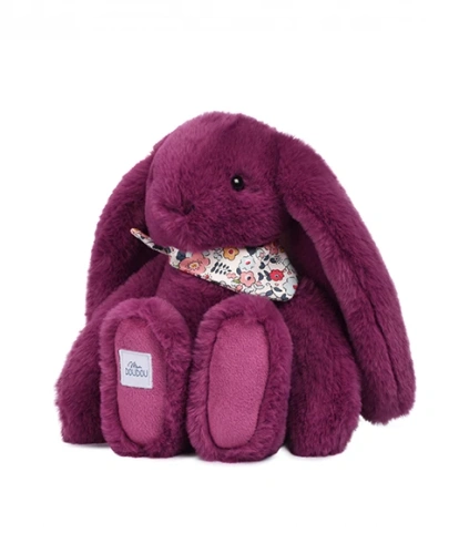 DOUDOU ET COMPAGNIE - pluszowy królik Lapin Fleurette, 25 cm, śliwka