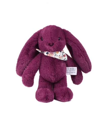 DOUDOU ET COMPAGNIE - pluszowy królik Lapin Fleurette, 25 cm, śliwka
