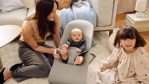 BABYBJORN - leżaczek BLISS WOVEN/JERSEY Tri Fabric, Piaskowoszary