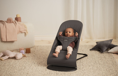 BABYBJORN - leżaczek BLISS WOVEN/JERSEY Tri Fabric, Ciemny Szary