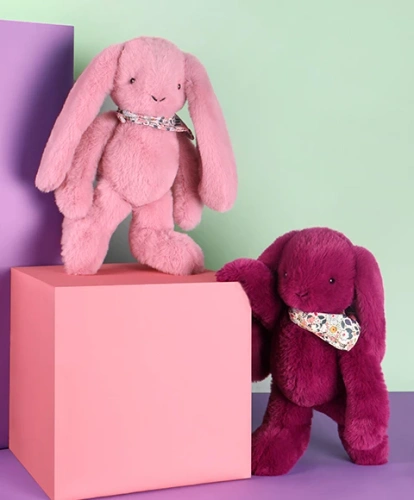 DOUDOU ET COMPAGNIE - pluszowy królik Lapin Fleurette cm, różowy grenadine
