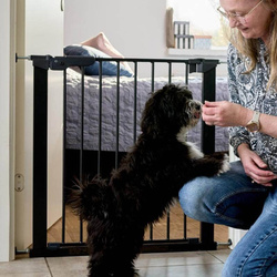 DogSpace - Lassie – rozporowa bramka dla psa, czarna (73.5-79.6cm)