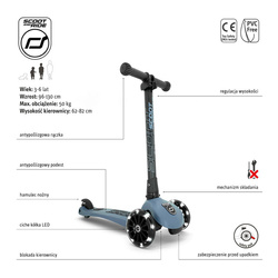 SCOOTANDRIDE - Highwaykick 3 LED - Hulajnoga składana ze świecącymi kółkami 3+ Forest