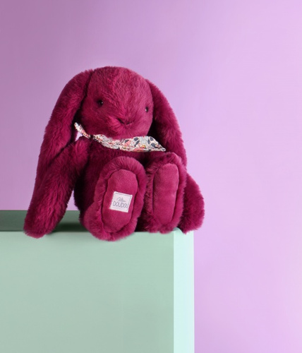 DOUDOU ET COMPAGNIE - pluszowy królik Lapin Fleurette, 25 cm, śliwka