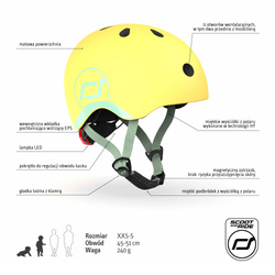 SCOOTANDRIDE - Kask XXS-S dla dzieci 1-5 lat Lemon