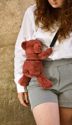 DOUDOU ET COMPAGNIE - pluszowa torba na ramię miś, terakota