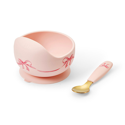 Elodie Details - zestaw do karmienia - miseczka i łyżeczka, rosy bow