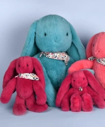 DOUDOU ET COMPAGNIE - pluszowy królik Lapin Fleurette, 50 cm, turkus