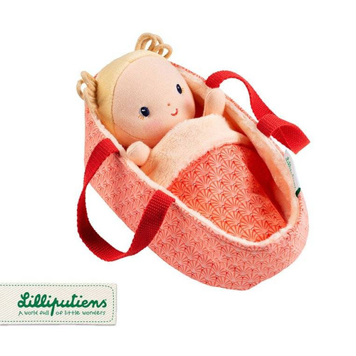 LILLIPUTIENS - Lalka dzidziuś w koszyczku z ubrankiem i kocykiem Anais 12 m+