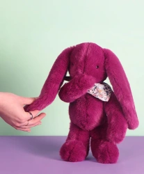 DOUDOU ET COMPAGNIE - pluszowy królik Lapin Fleurette, 35 cm, śliwka