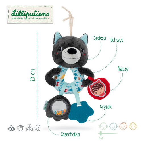 LILLIPUTIENS Grzechotka wielofunkcyjna Wilk Louis 3 m+