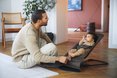 BABYBJORN - leżaczek BLISS WOVEN/JERSEY Tri Fabric, Ciemny Szary