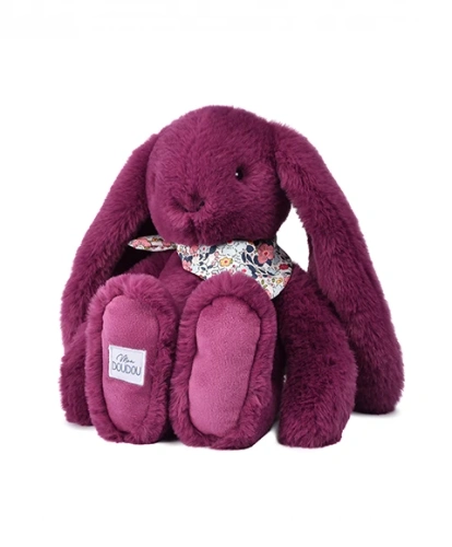 DOUDOU ET COMPAGNIE - pluszowy królik Lapin Fleurette, 35 cm, śliwka